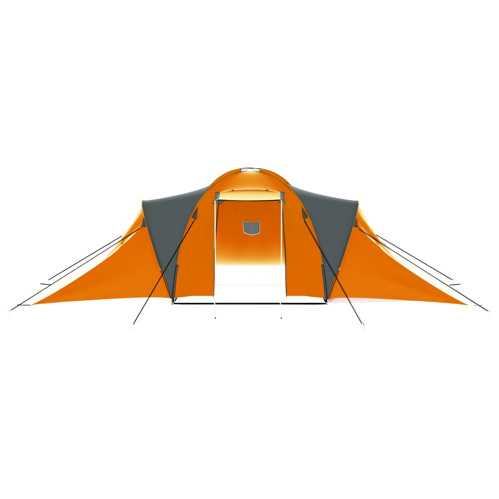 Cort camping, 9 persoane, gri și portocaliu, material textil Lando - Lando