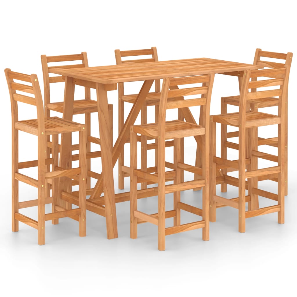 Set mobilier bar de exterior, 7 piese, lemn masiv de acacia - Lando
