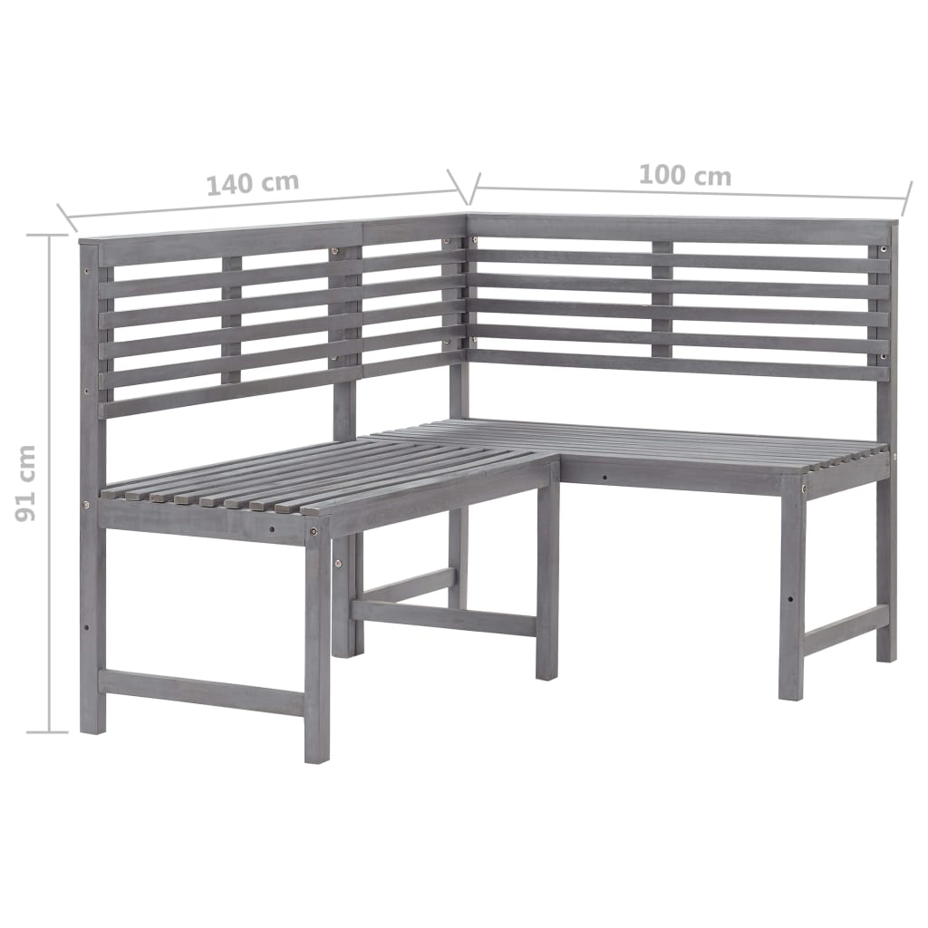 Set mobilier bistro, 4 piese, gri, lemn masiv de acacia - Lando