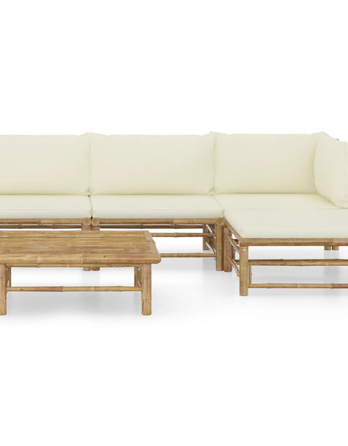 Încărcați imaginea în vizualizatorul Galerie, Set mobilier de grădină, cu perne alb crem, 5 piese, bambus - Lando
