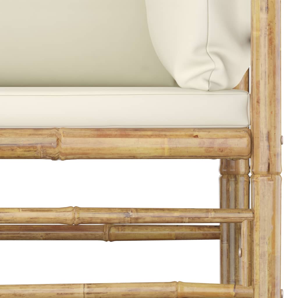 Set mobilier de grădină cu perne alb crem, 5 piese, bambus - Lando