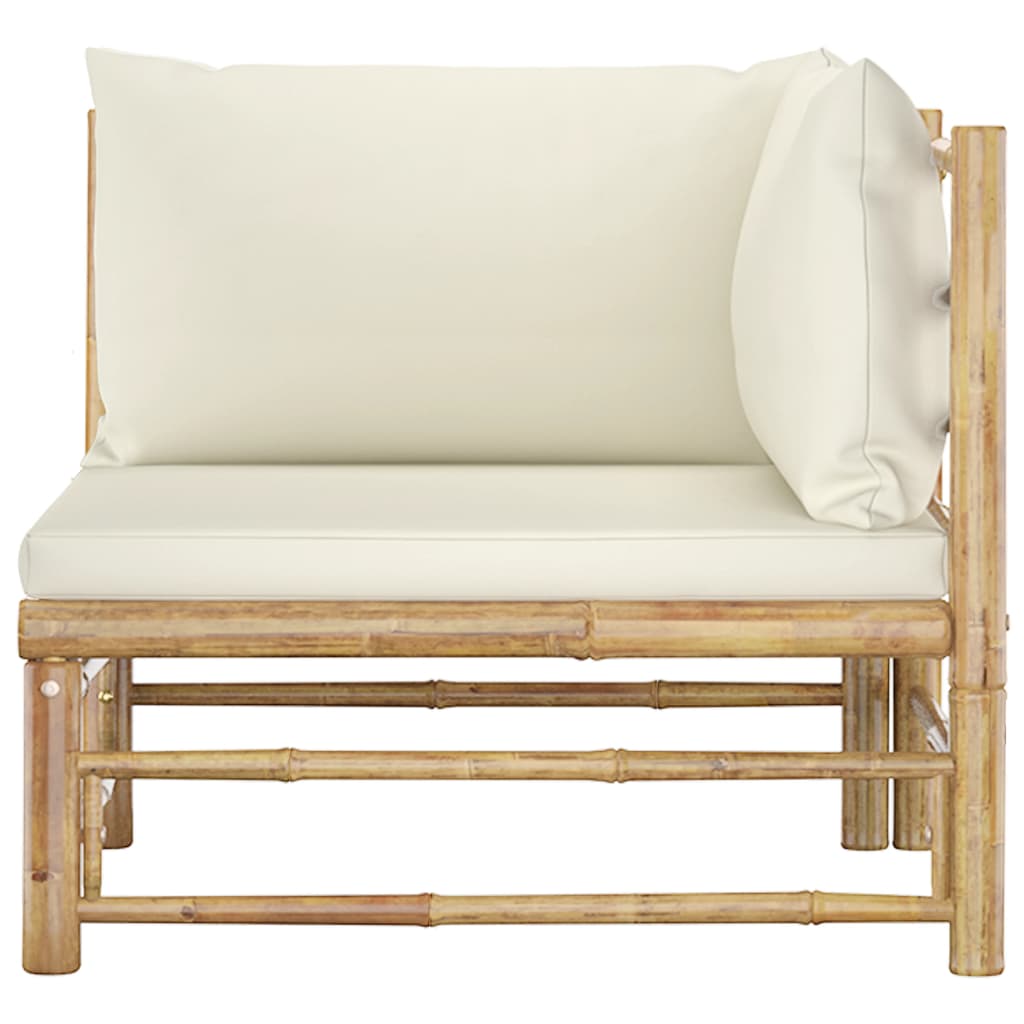 Set mobilier de grădină cu perne alb crem, 2 piese, bambus - Lando