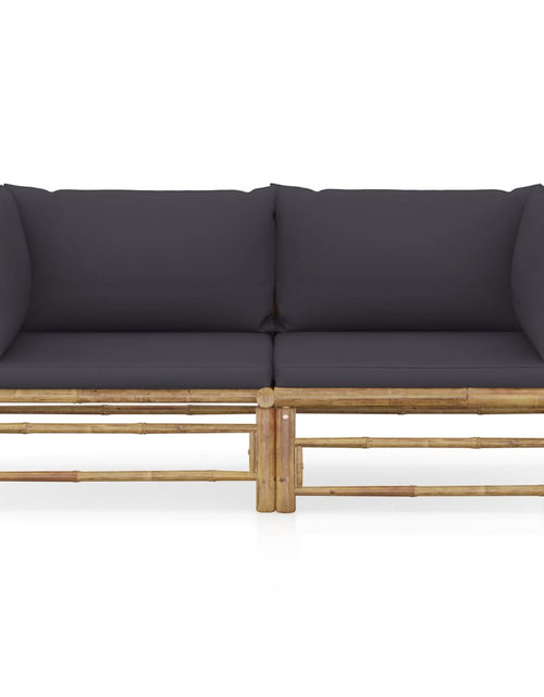 Încărcați imaginea în vizualizatorul Galerie, Set mobilier de grădină cu perne gri închis, 2 piese, bambus - Lando
