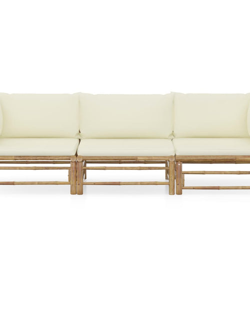 Încărcați imaginea în vizualizatorul Galerie, Set mobilier de grădină, cu perne alb crem, 3 piese, bambus - Lando
