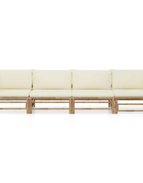 Încărcați imaginea în vizualizatorul Galerie, Set mobilier de grădină, cu perne alb crem, 4 piese, bambus - Lando
