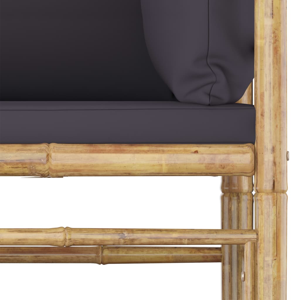 Set mobilier de grădină cu perne gri închis, 4 piese, bambus - Lando