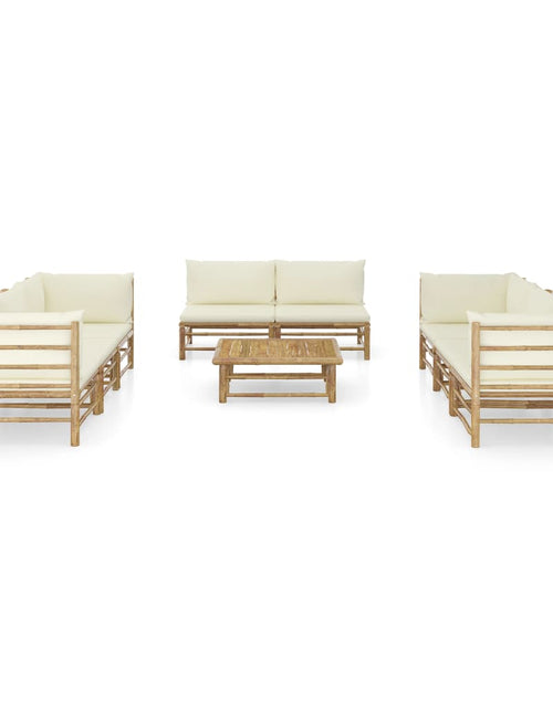 Încărcați imaginea în vizualizatorul Galerie, Set mobilier de grădină, cu perne alb crem, 9 piese, bambus - Lando
