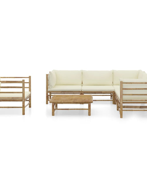 Загрузите изображение в средство просмотра галереи, Set mobilier de grădină cu perne alb crem, 7 piese, bambus - Lando
