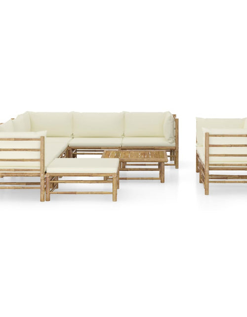Încărcați imaginea în vizualizatorul Galerie, Set mobilier de grădină, cu perne alb crem, 10 piese, bambus - Lando
