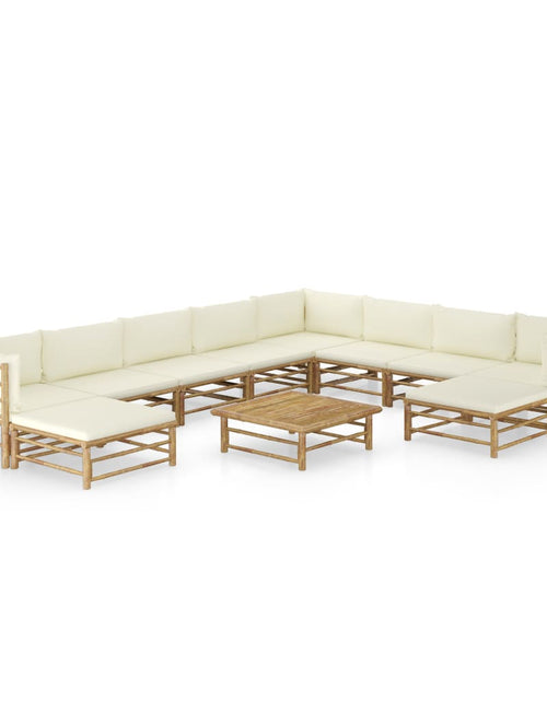 Încărcați imaginea în vizualizatorul Galerie, Set mobilier de grădină, cu perne alb crem, 11 piese, bambus - Lando
