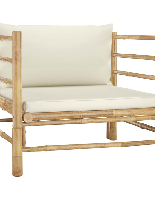 Încărcați imaginea în vizualizatorul Galerie, Set mobilier de grădină cu perne alb crem, 12 piese, bambus - Lando
