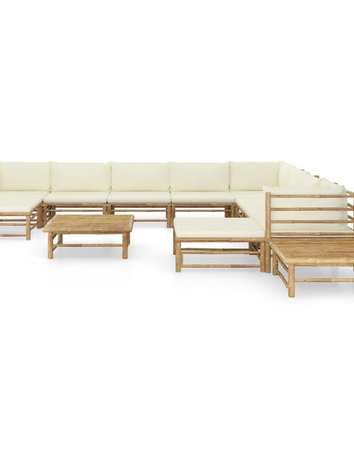 Загрузите изображение в средство просмотра галереи, Set mobilier de grădină cu perne alb crem, 12 piese, bambus - Lando
