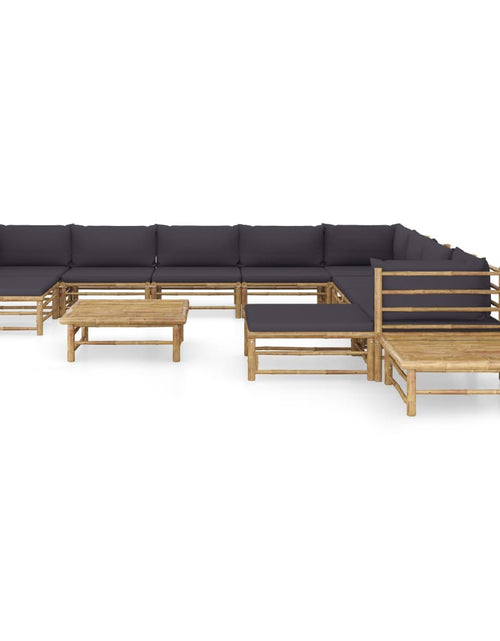 Încărcați imaginea în vizualizatorul Galerie, Set mobilier de grădină cu perne gri închis, 12 piese, bambus - Lando
