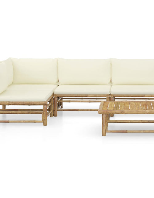 Încărcați imaginea în vizualizatorul Galerie, Set mobilier de grădină cu perne alb crem, 2 piese, bambus - Lando
