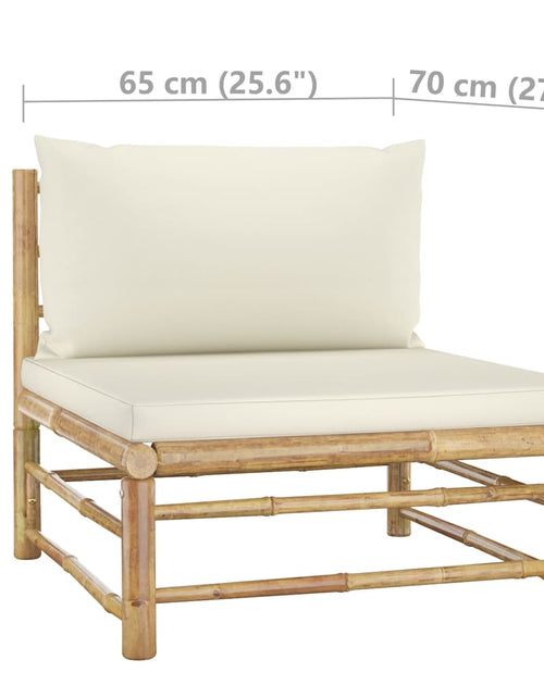 Încărcați imaginea în vizualizatorul Galerie, Set mobilier de grădină, cu perne alb crem, 3 piese, bambus - Lando
