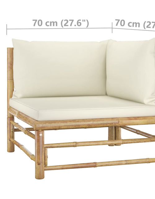 Încărcați imaginea în vizualizatorul Galerie, Set mobilier de grădină cu perne alb crem, 7 piese, bambus - Lando

