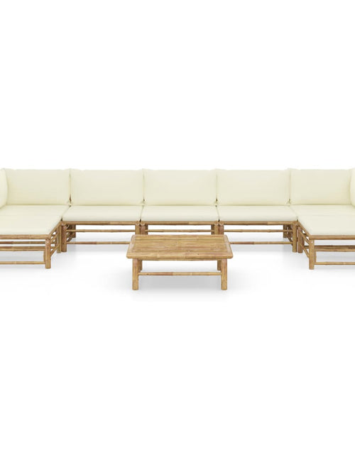 Încărcați imaginea în vizualizatorul Galerie, Set mobilier de grădină, cu perne alb crem, 8 piese, bambus - Lando
