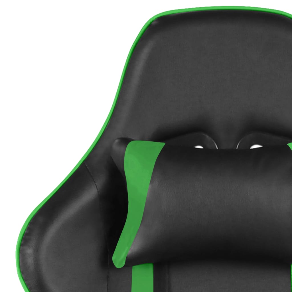 Scaun de jocuri pivotant cu suport de picioare, verde, PVC Lando - Lando