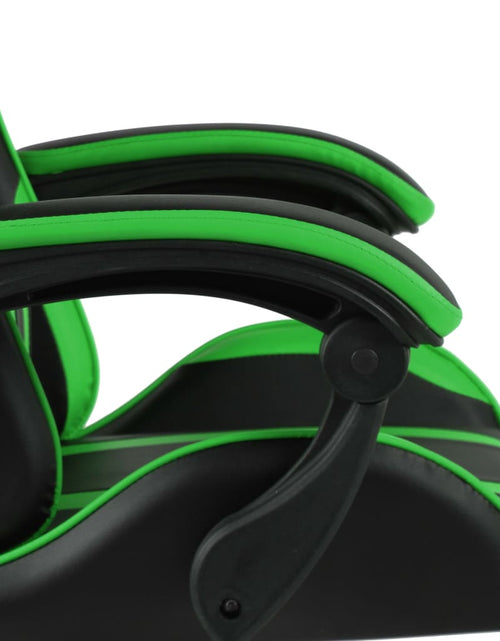 Încărcați imaginea în vizualizatorul Galerie, Scaun de racing suport picioare negru/verde piele ecologică - Lando
