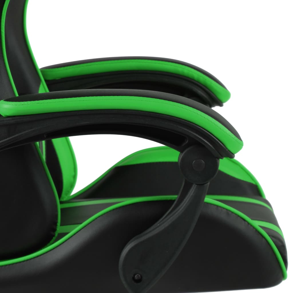 Scaun de racing suport picioare negru/verde piele ecologică - Lando