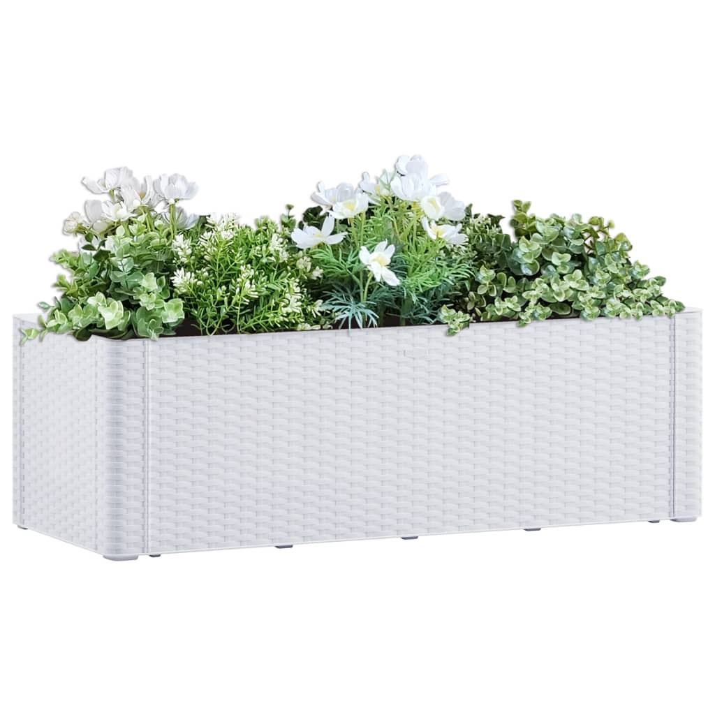 Strat înălțat grădină cu sistem auto-udare, alb, 100x43x33 cm VLX