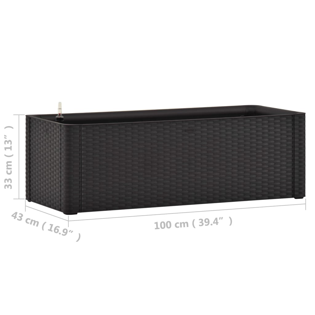 Strat înălțat grădină sistem auto-udare, antracit, 100x43x33 cm VLX