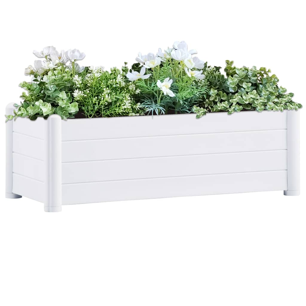 Strat înălțat de grădină, alb, 100 x 43 x 35 cm, PP - Lando