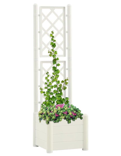 Загрузите изображение в средство просмотра галереи, Jardinieră de grădină cu spalier, alb, 43x43x142 cm, PP. Lando - Lando
