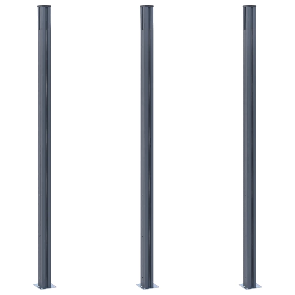 Stâlpi de gard, 3 buc., gri închis, 185 cm, aluminiu Lando - Lando