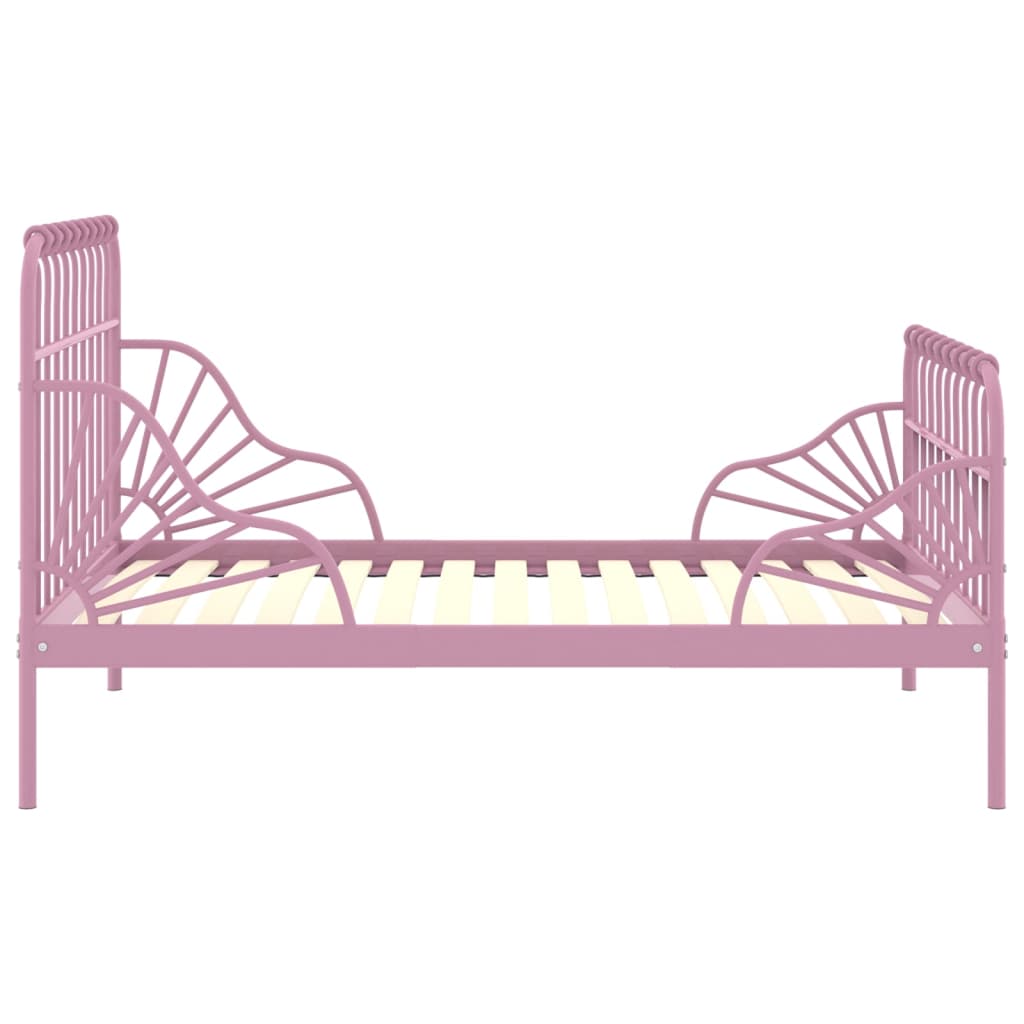 Cadru de pat extensibil, roz, metal, 80x130/200 cm - Lando