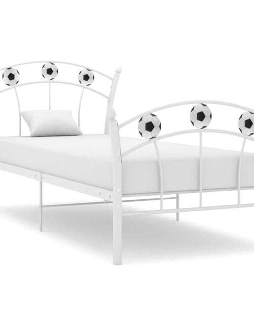 Încărcați imaginea în vizualizatorul Galerie, Cadru de pat, cu model de fotbal, alb, 90 x 200 cm, metal - Lando
