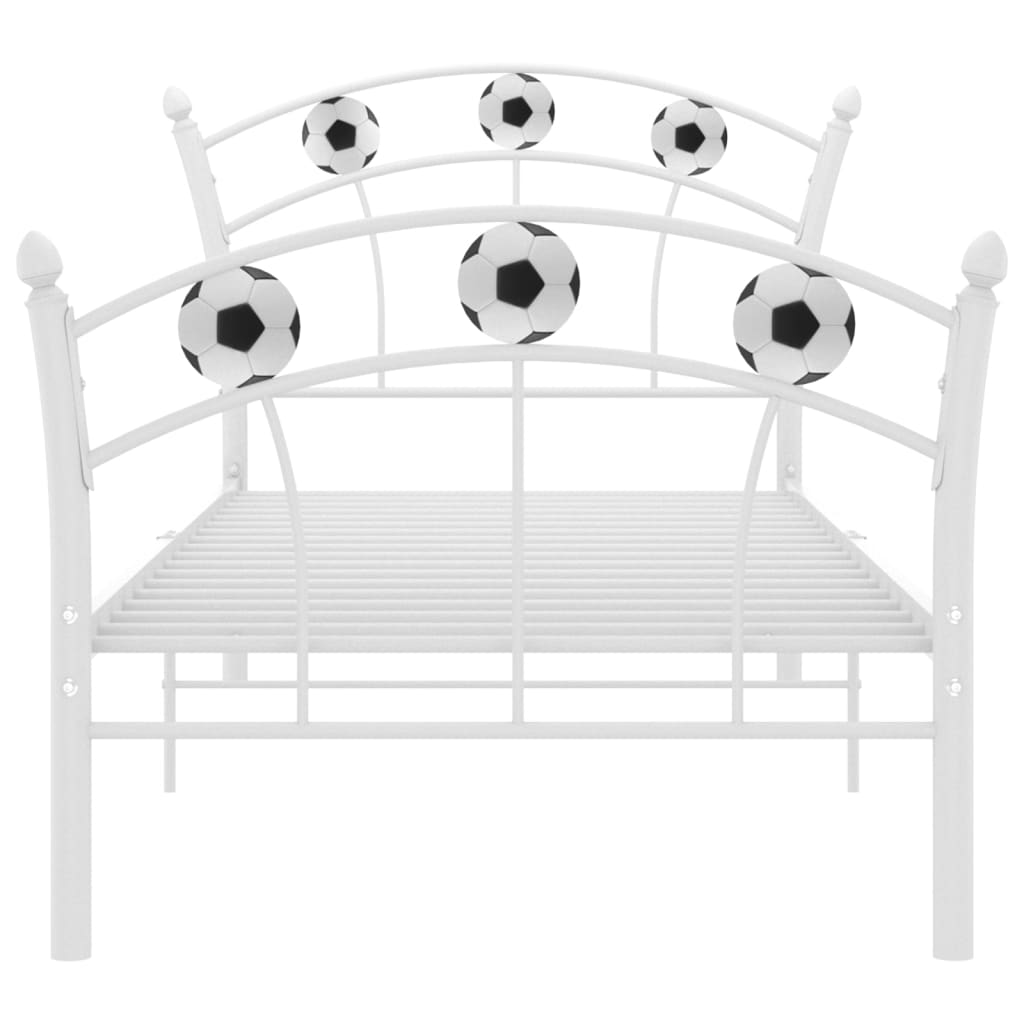 Cadru de pat, cu model de fotbal, alb, 90 x 200 cm, metal - Lando
