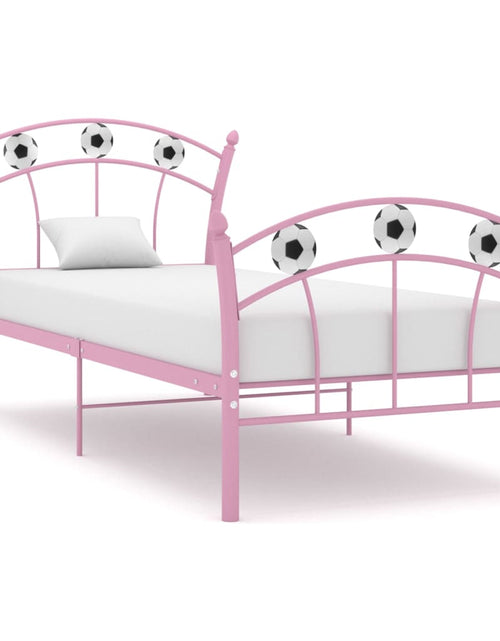 Încărcați imaginea în vizualizatorul Galerie, Cadru de pat, cu model de fotbal, roz, 90 x 200 cm, metal - Lando
