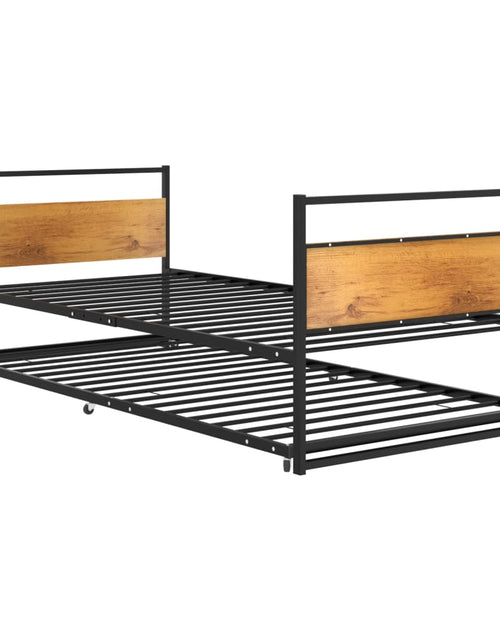 Încărcați imaginea în vizualizatorul Galerie, Cadru pat extensibil, negru, 90x200 cm, metal - Lando
