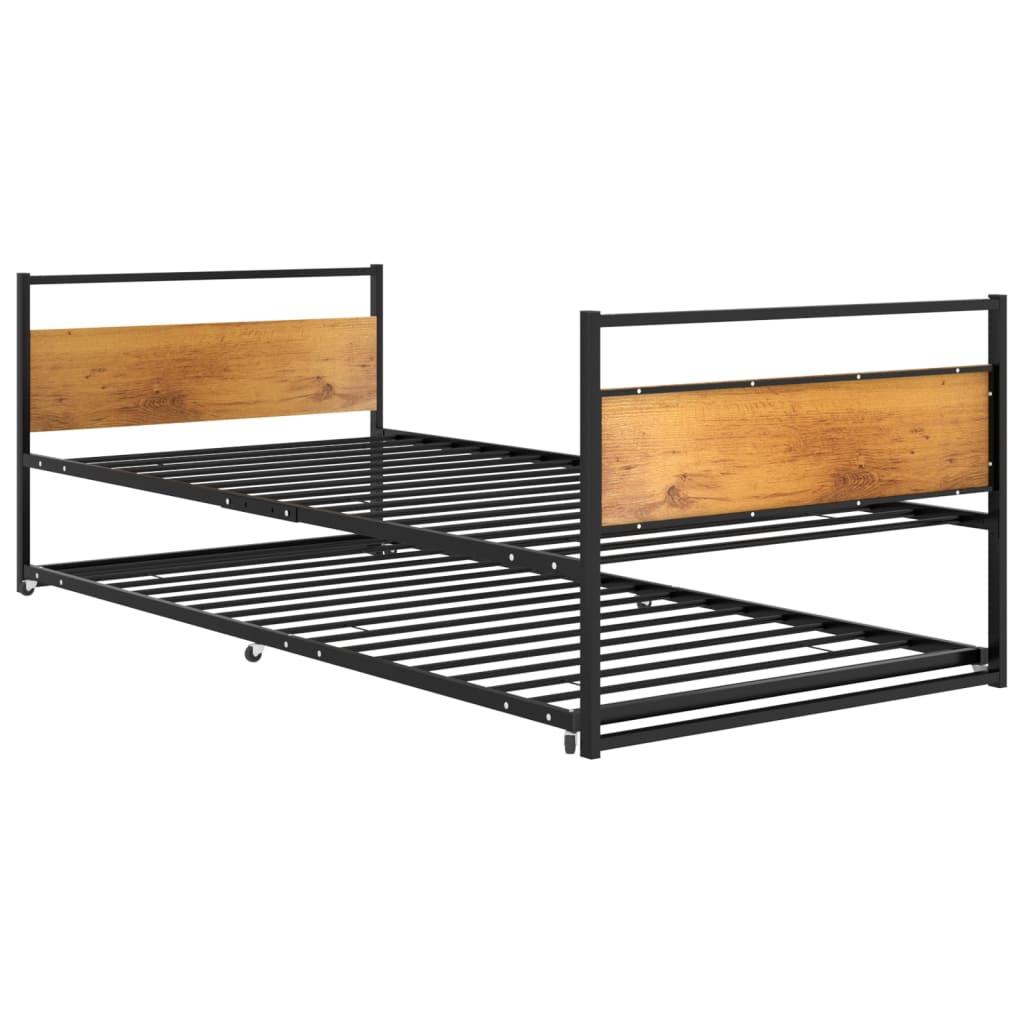Cadru pat extensibil, negru, 90x200 cm, metal - Lando