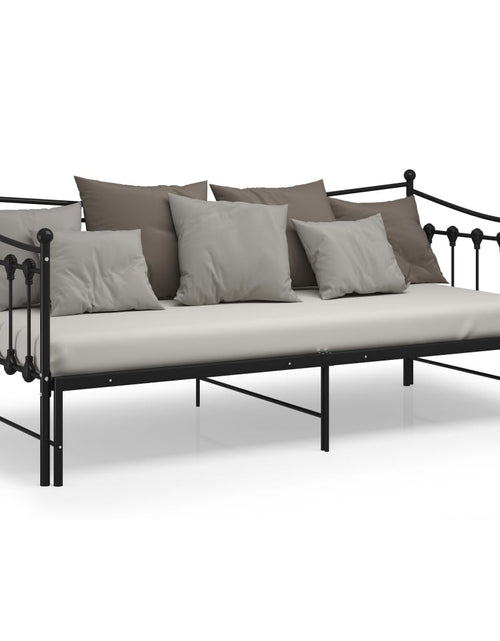 Încărcați imaginea în vizualizatorul Galerie, Cadru pat canapea extensibilă, negru, 90x200 cm, metal - Lando
