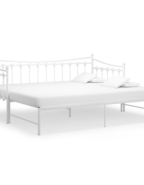 Încărcați imaginea în vizualizatorul Galerie, Cadru pat canapea extensibilă, alb, 90x200 cm, metal - Lando

