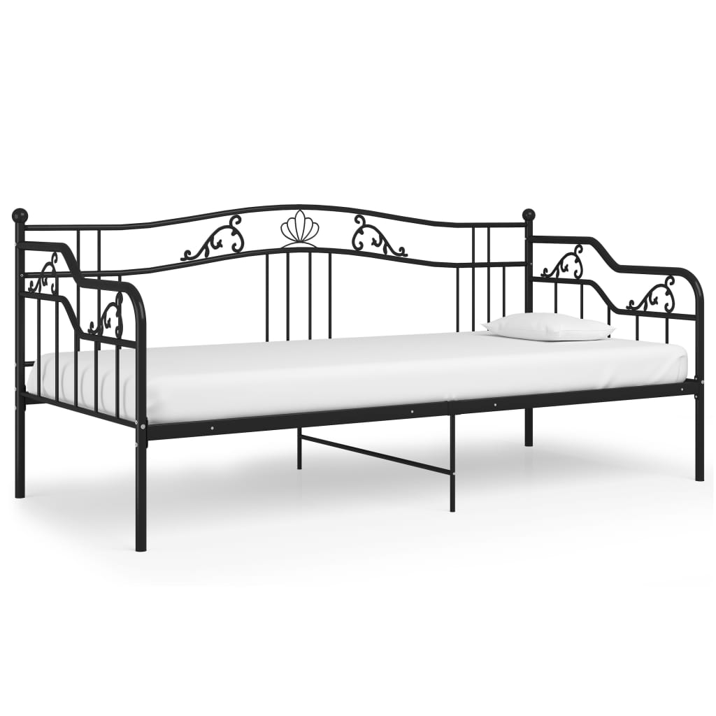 Cadru de pat canapea, negru, 90x200 cm, metal - Lando
