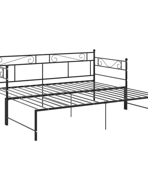 Загрузите изображение в средство просмотра галереи, Cadru pat canapea extensibilă, negru, 90x200 cm, metal - Lando
