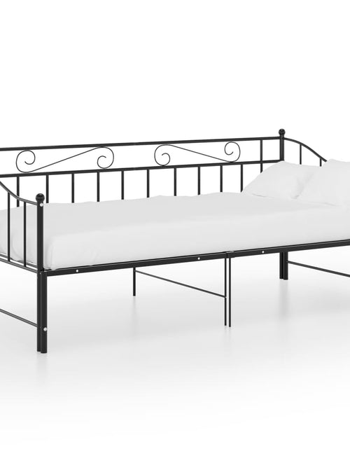 Încărcați imaginea în vizualizatorul Galerie, Cadru pat canapea extensibilă, negru, 90x200 cm, metal - Lando
