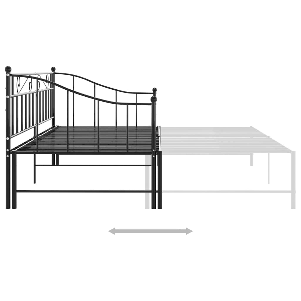 Cadru pat canapea extensibilă, negru, 90x200 cm, metal - Lando