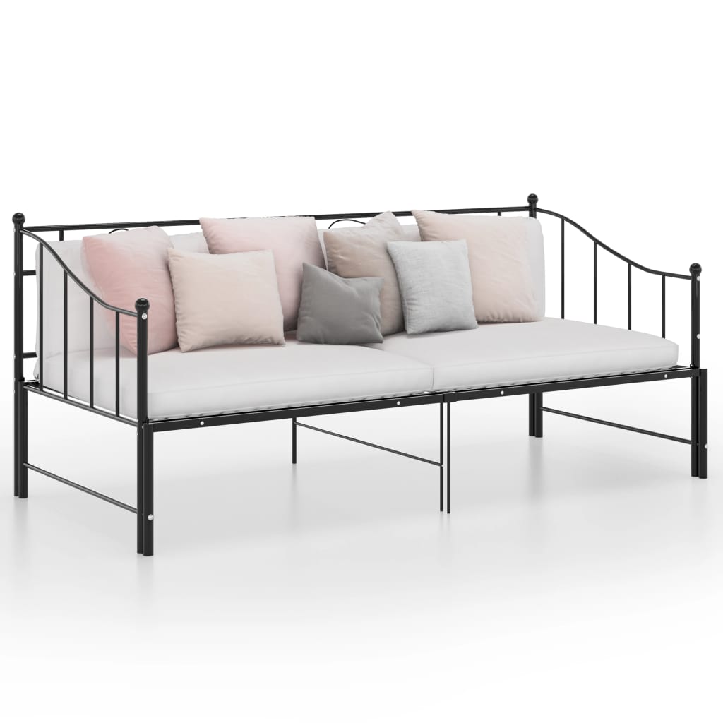 Cadru pat canapea extensibilă, negru, 90x200 cm, metal - Lando