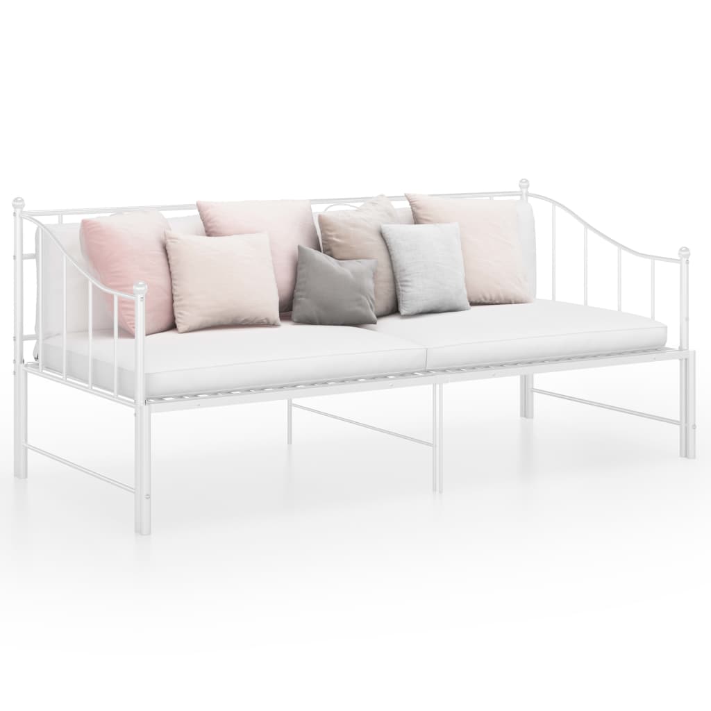 Cadru pat canapea extensibilă, alb, 90x200 cm, metal - Lando