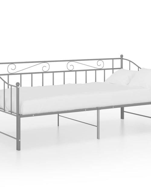 Încărcați imaginea în vizualizatorul Galerie, Cadru pat canapea extensibilă, gri, 90x200 cm, metal - Lando
