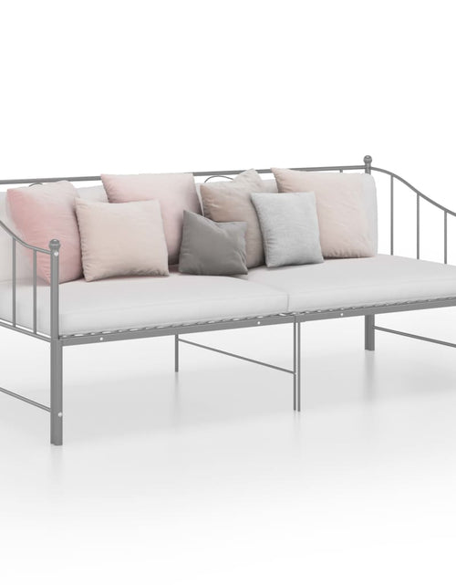 Încărcați imaginea în vizualizatorul Galerie, Cadru pat canapea extensibilă, gri, 90x200 cm, metal - Lando
