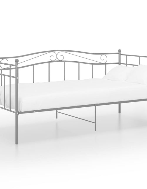 Încărcați imaginea în vizualizatorul Galerie, Cadru pat canapea, gri, 90x200 cm, metal - Lando
