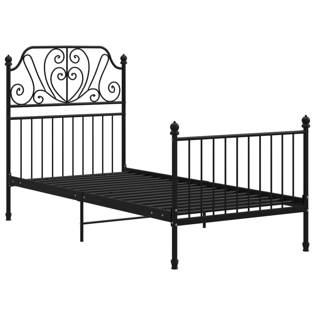 Cadru de pat, negru, 90x200 cm, metal - Lando