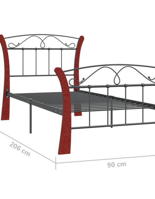 Загрузите изображение в средство просмотра галереи, Cadru de pat, negru, 90x200 cm, metal - Lando

