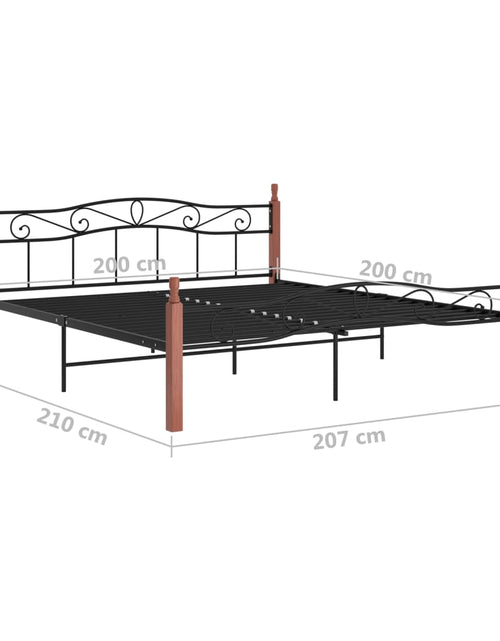 Încărcați imaginea în vizualizatorul Galerie, Cadru de pat, negru, 200x200 cm, metal și lemn masiv de stejar - Lando
