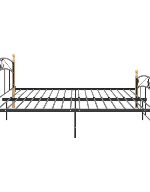 Încărcați imaginea în vizualizatorul Galerie, Cadru de pat, negru, 200x200 cm, metal și lemn masiv de stejar - Lando
